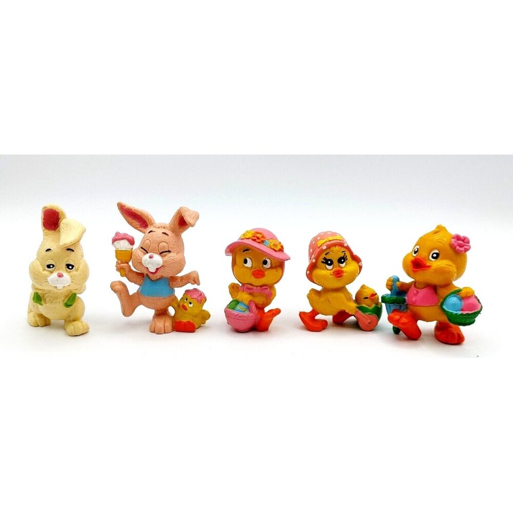 W. Berrie Easter Baskets Lot of 5 Bunnies & Chicks 1980 Hard Rubber Portugal